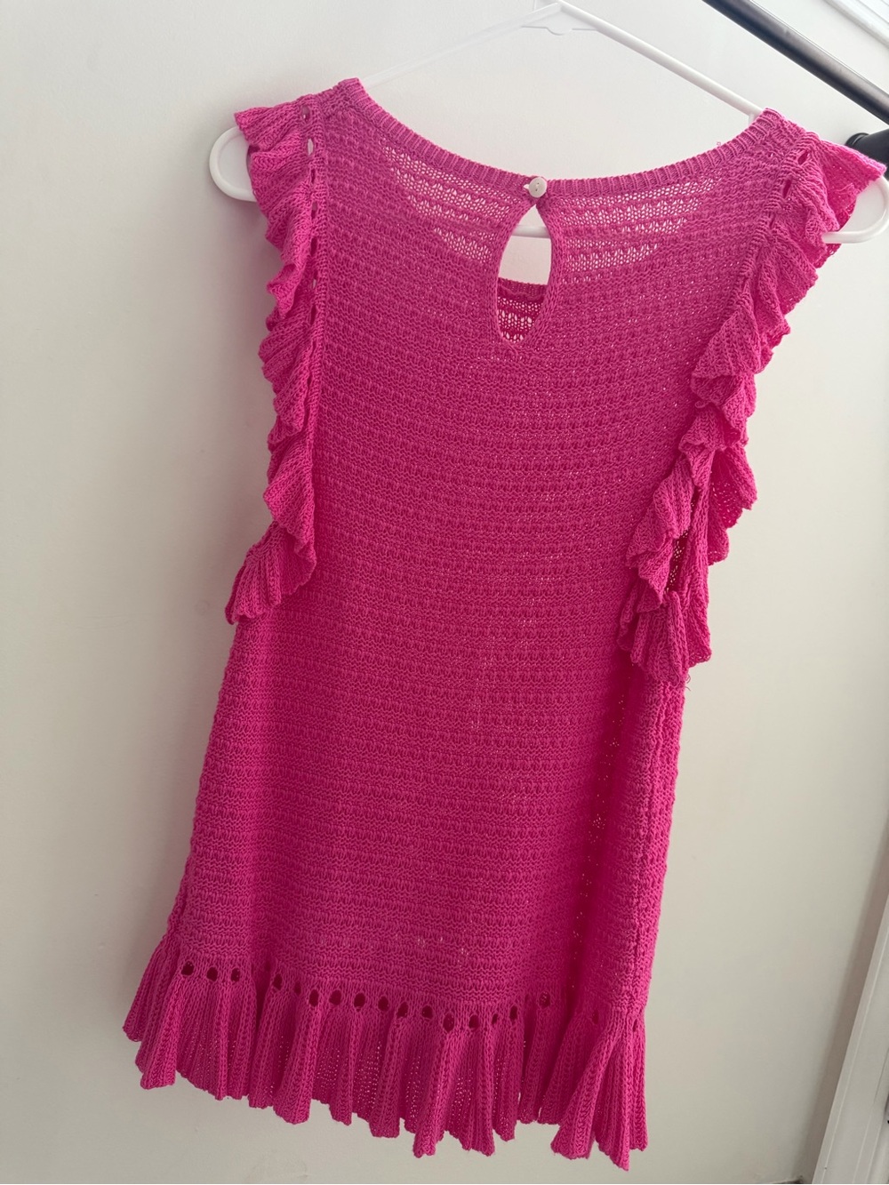 Bright Fuchsia Crochet Ruffle Tank - Picture 2 of 2